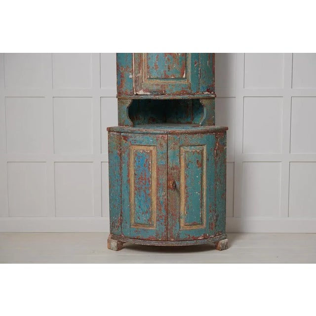 Wood Swedish Folk Corner Cabinet For Sale - Image 7 of 13