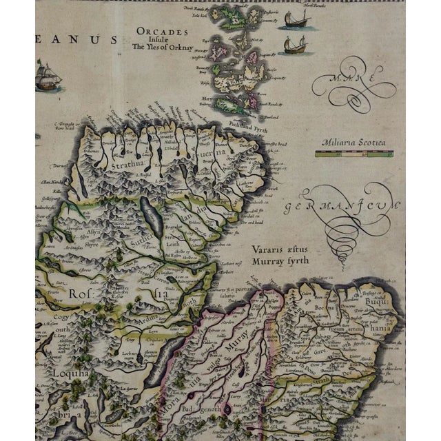 Northern Scotland: A 17th Century Hand-colored Map by Mercator For Sale In San Francisco - Image 6 of 7
