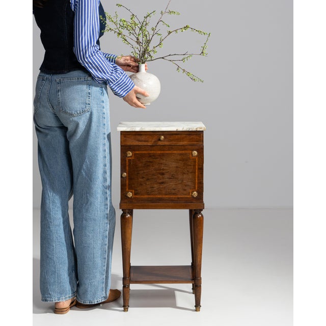 19th Century Eclectic Marble-Top Side Table With Brass Accents For Sale - Image 14 of 16