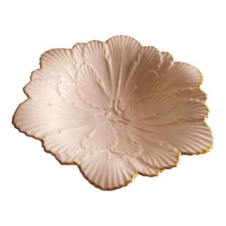 Lenox Ruffled Edge & Gilded Porcelain Footed Compote For Sale