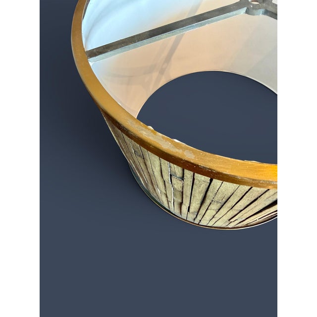 Vintage Mid Century Modern Split Bamboo Lamp Shades Pair-Brass-Tiki-Organic Modern-Tropical - a Pair For Sale - Image 9 of 11