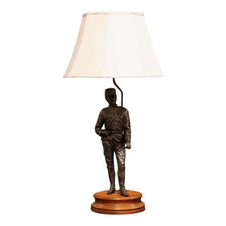 19th Century French Napoleon III Spelter Soldier Figure Table Lamp For Sale