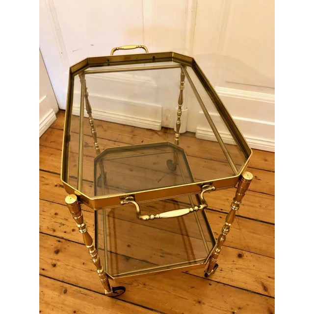 Hollywood Regency Bar Cart in Brass, 1960s For Sale - Image 11 of 12