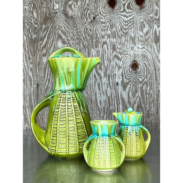 Vintage Mid-Century Modern Marcia of California Glazed Ceramic Coffee Service- 3 Pieces For Sale - Image 12 of 12