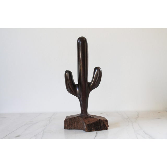 Wood Vintage Hand Carved Ironwood Cactus Sculpture For Sale - Image 7 of 10