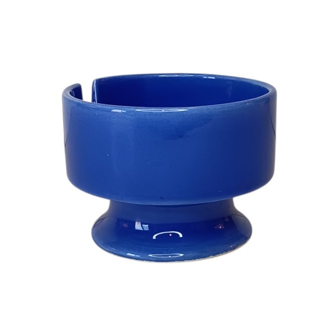 Vintage Retro Personal Ashtray Ceramic Blue by Fitz and Floyd Deep Bowl - MCM For Sale - Image 4 of 10