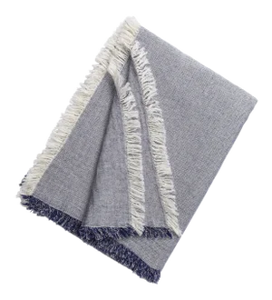 Brentwood Cotton/Wool Throw Blanket in Indigo