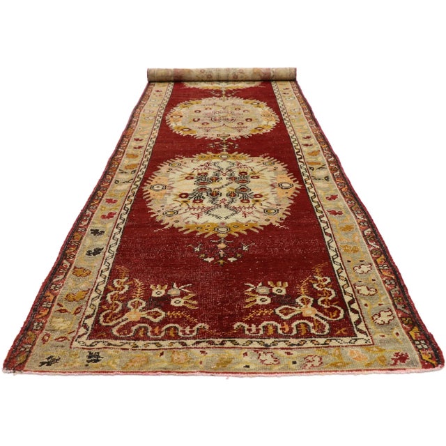 Queen Anne Vintage Turkish Oushak Hallway Runner - 03'04 X 12'10 For Sale - Image 3 of 10