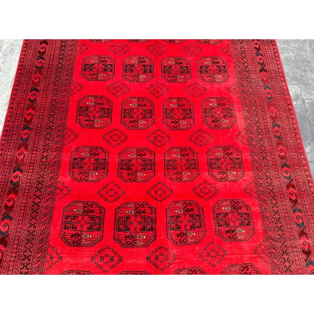 Islamic Vintage Afghan Turkoman Tribal Wool Rug For Sale - Image 3 of 9
