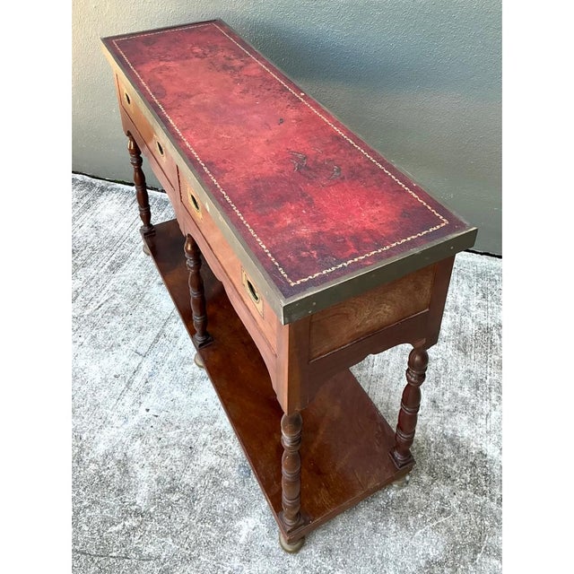 Wood Vintage Double Sided Campaign Console Table For Sale - Image 7 of 12