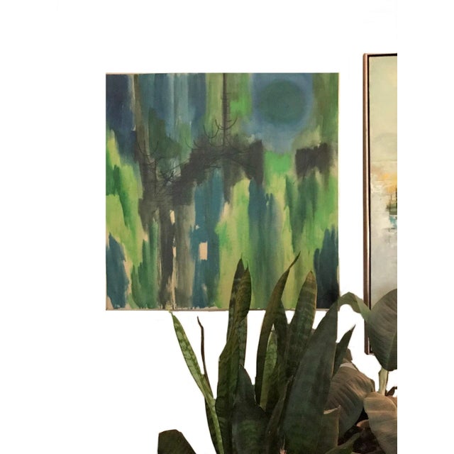 a large signed vintage 1960s 70s Mid Century modern abstract expressionism acrylic painting the painting is created with...