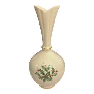 Vintage Lenox Holly Leaves and Red Berries Motif Bud Vase
