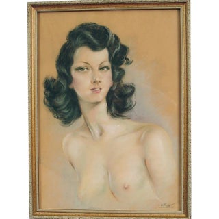1940s Pastel Drawing of a Nude Woman, Framed For Sale