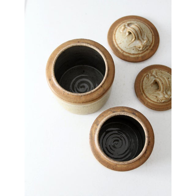 Late 20th Century Vintage Studio Pottery Jars Pair For Sale - Image 5 of 10