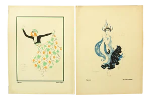 1922 Original German Art Deco Poster, Die Blue Flamme, Figurine Marie Hagen (Recto/Verso)