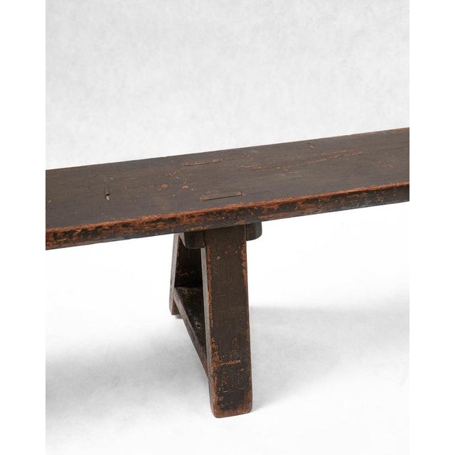 Antique French Provincial Wooden Bench For Sale - Image 5 of 7