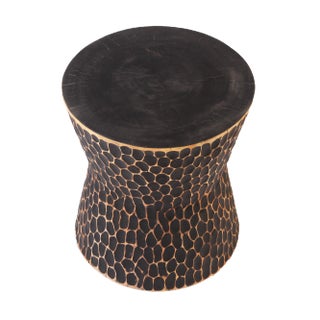 Contemporary Hand Chiseled Black Accent or Side Table For Sale