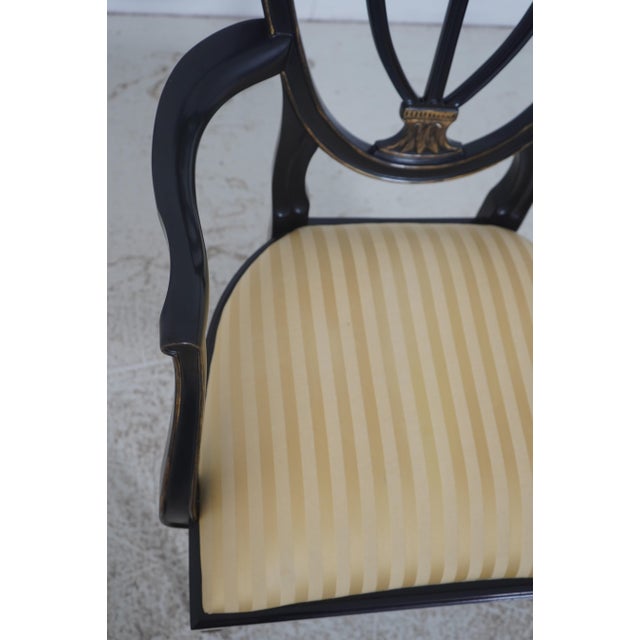 Set of 10 Henkel Harris Black Finish Hepplewhite Dining Room Chairs For Sale In Philadelphia - Image 6 of 18