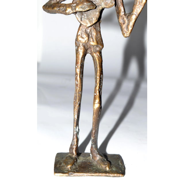 Bronze 20th Century Handmade Bronze Guitar Player Figurine Sculpture Figurine Fine Art For Sale - Image 8 of 13