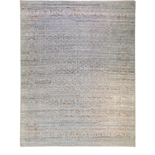 Modern Transitional Handmade Allover Designed Oversize Beige Wool Rug For Sale