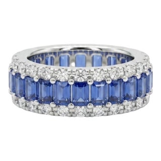 Natural 18k Gold 1.10cts Diamond & 4.30cts Sapphire Ring, New Design For Sale
