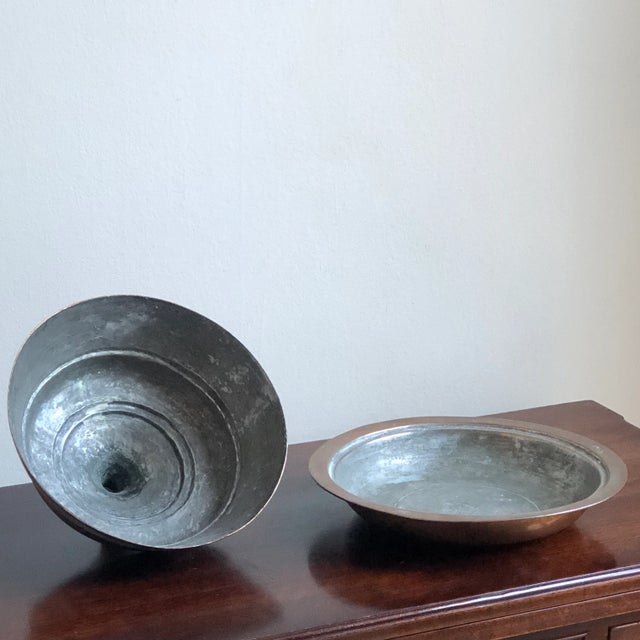 Folk Art Early 20th Century Middle Eastern Tinned Copper Bowl For Sale - Image 3 of 12