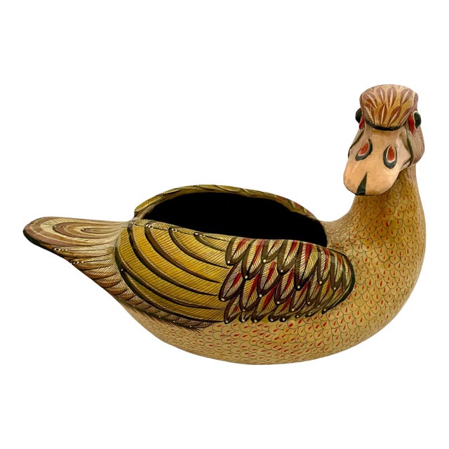 VTG Large Sermel Paper Mache Hand Painted Duck Planter Folk Art Tonala Mexico For Sale