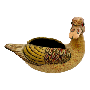 VTG Large Sermel Paper Mache Hand Painted Duck Planter Folk Art Tonala Mexico