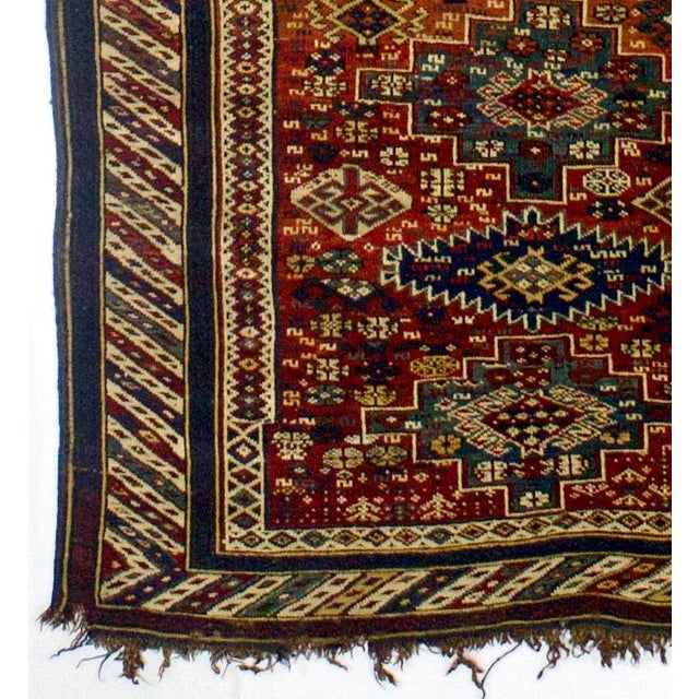 Antique Caucasian Kuba Rug 3'9" x 6’7”. Azeri Turks inhabit the Kuba area of the central west Caspian Caucasus and weave a...