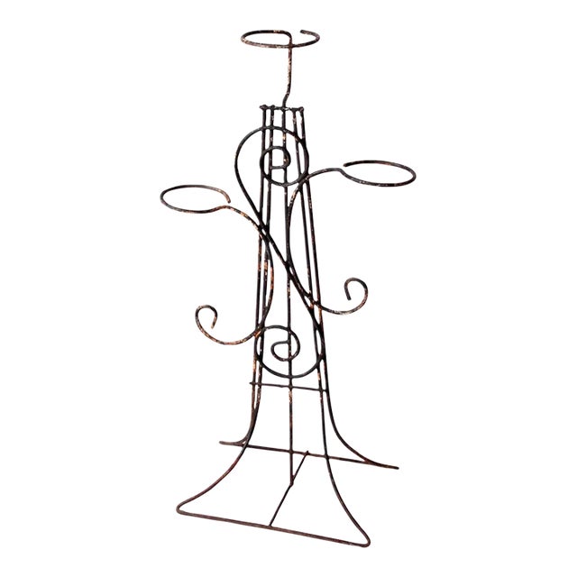 Vintage Wrought Iron Plant Stand For Sale