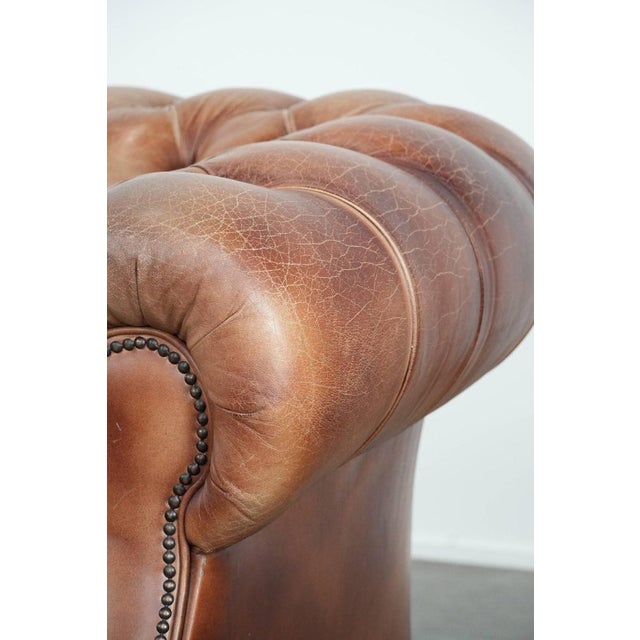 English-Style Chesterfield Club Chair in Cowhide Leather For Sale - Image 13 of 17