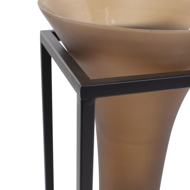 Bronze Euler Drop Vase with Black Iron Stand- Large For Sale In Chicago - Image 6 of 11