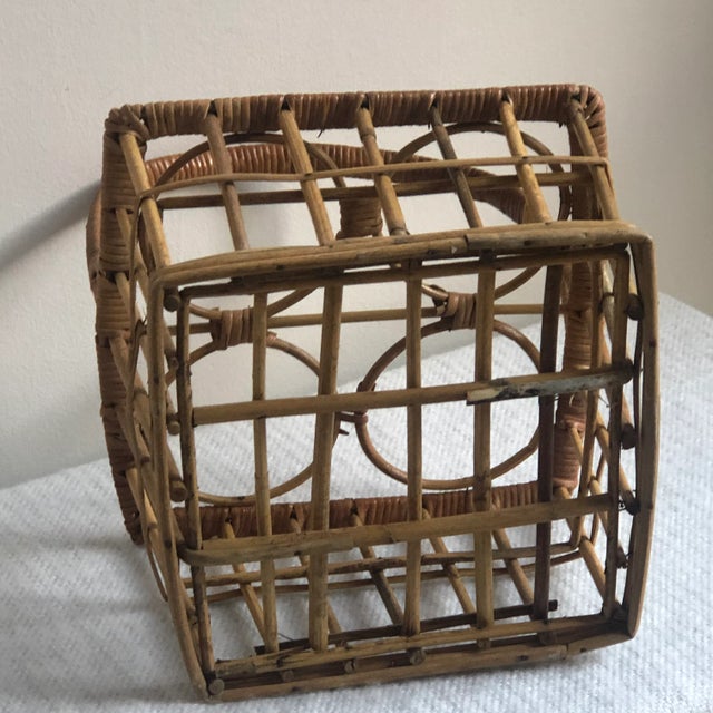 Mid-20th Century Four Bottle Rattan Wine Caddy For Sale - Image 10 of 12