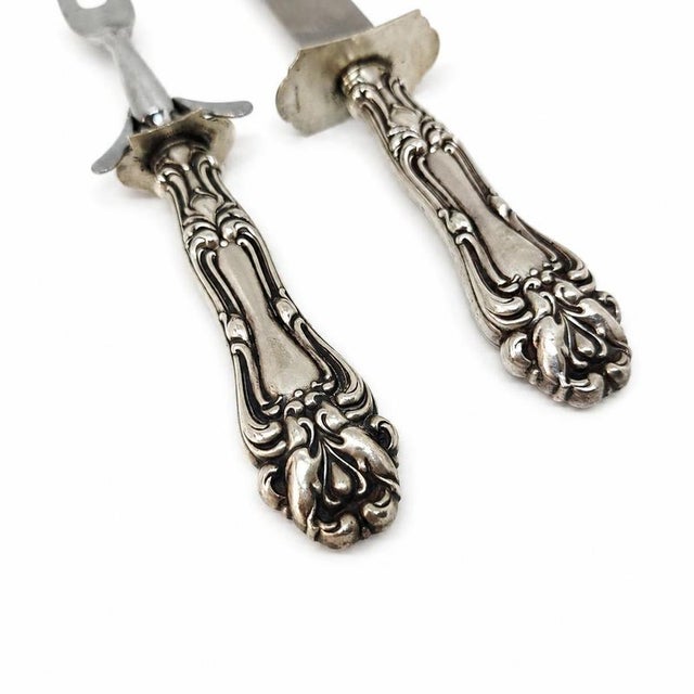English Baroque Carving Knives in Silver from Wallace, Set of 2 For Sale - Image 4 of 9