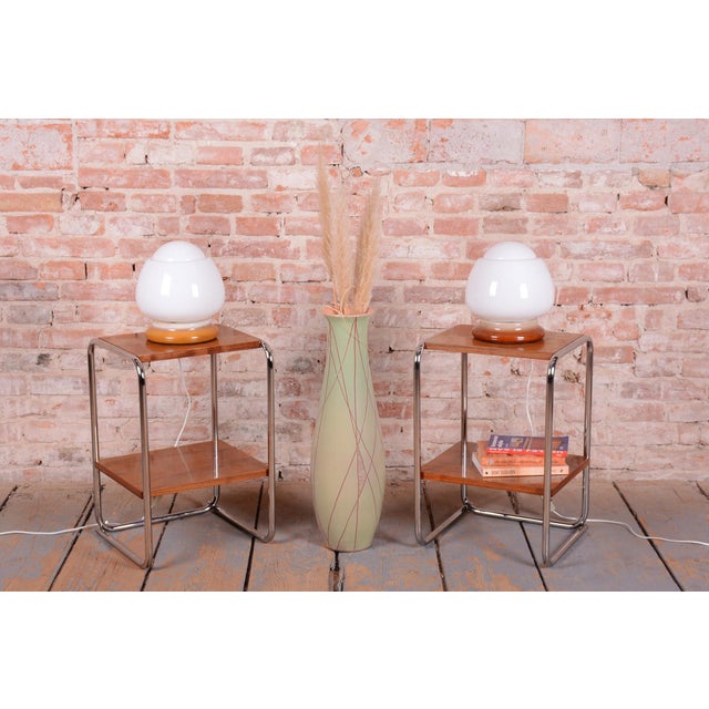 Mid-Century Modern Table Lamps in Ceramic and Opal Glass, 1950s, Set of 2 For Sale - Image 13 of 14