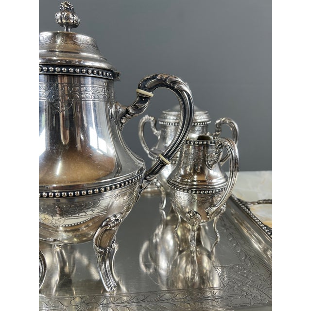 Late 19th Century Silver-Plated Metal Tea and Coffee Service, Set of 5 For Sale - Image 6 of 12