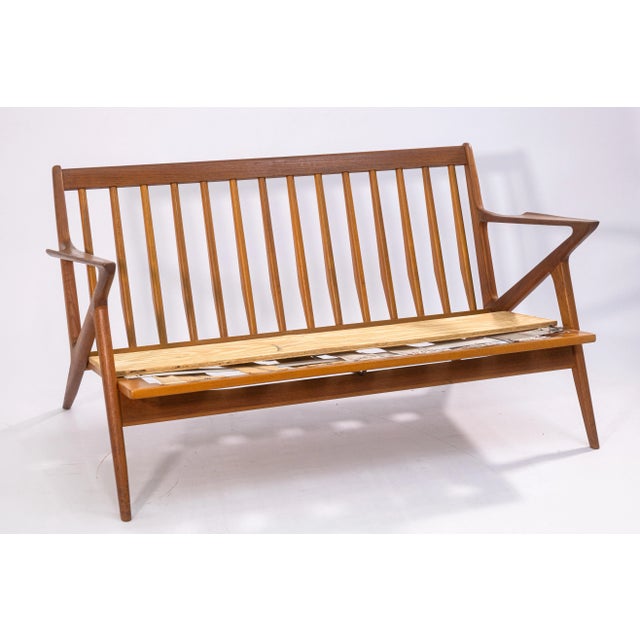 Rare 1960s Vintage Poul Jensen for Selig Z Settee Danish Teak Wood Sofa For Sale - Image 9 of 9