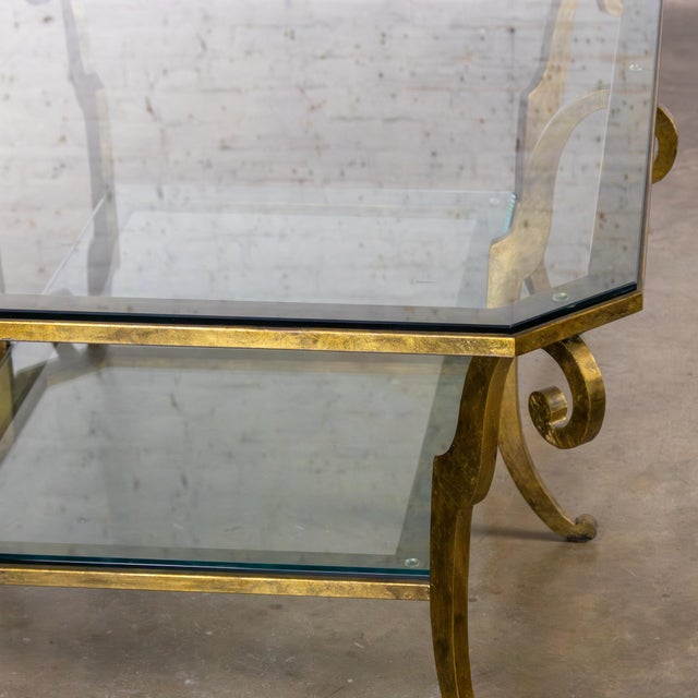 Late 20th Century Hollywood Regency to Neoclassical Style Monumental Coffee Table Gilded Welded Steel Tube Frame For Sale - Image 13 of 18