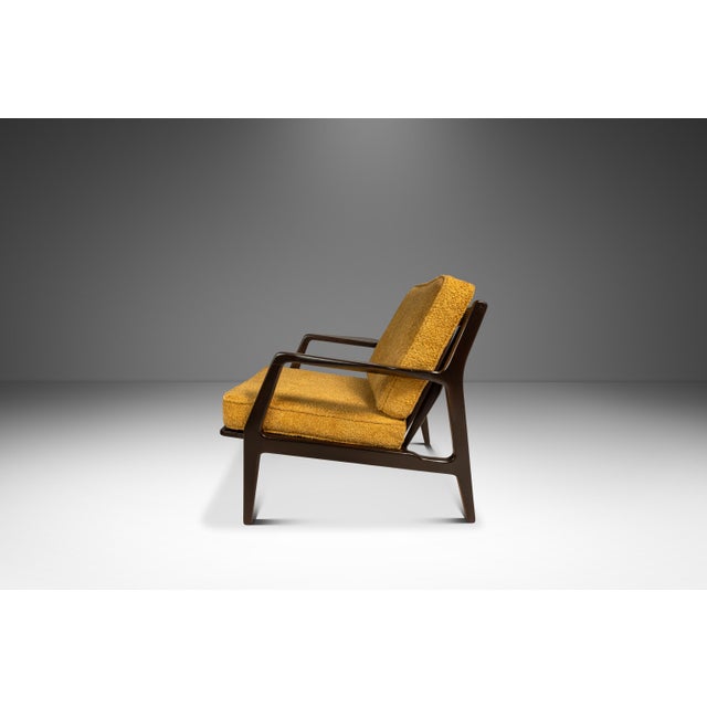 1950s Danish Mid-Century Modern Model 596 Lounge Chair in Beech & Bouclé Attributed to Lawrence Peabody & Ib Kofod Larsen for Selig, Denmark, C. 1950's For Sale - Image 5 of 18