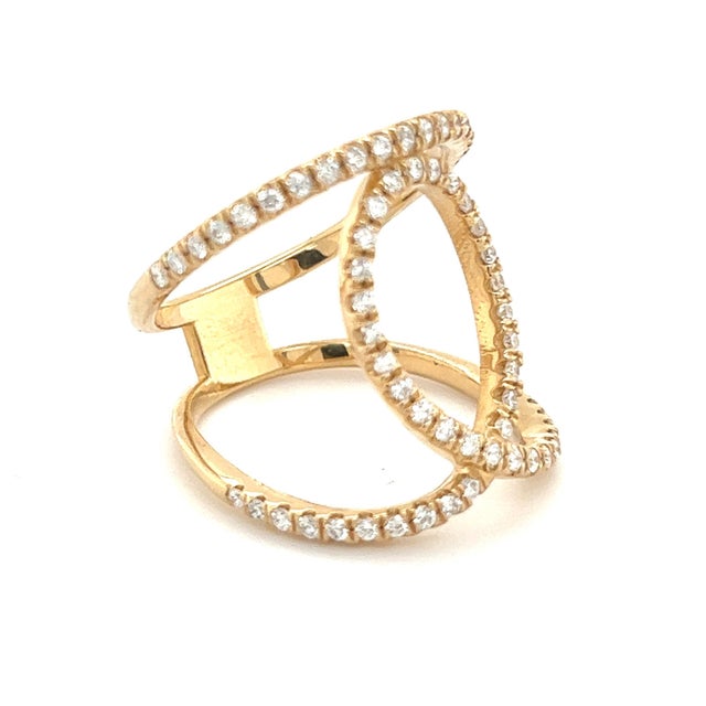 Metal Diamond Ring 14k Gold 0.85 TCW 7.02 Grams Certified, Size 6.5 For Sale - Image 7 of 11
