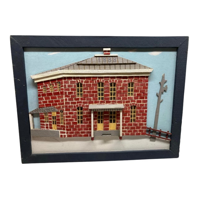 Primitive Wall Picture Folk Art Mixed Media Narrated Replica Family Farmhouse For Sale