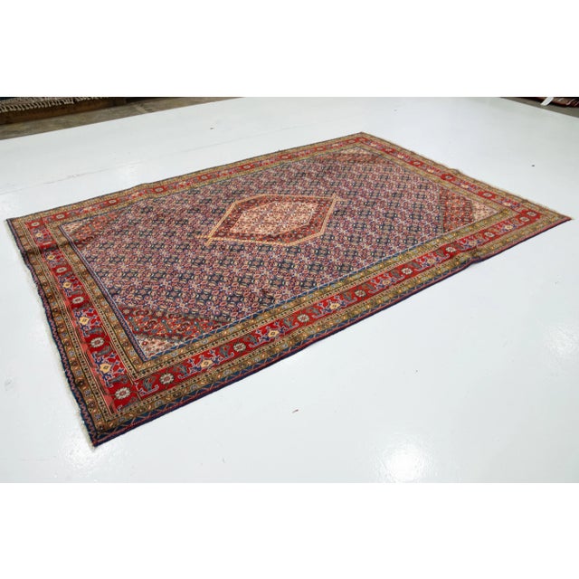 Persian 1930s Blue Vintage Tabriz Wool Rug Handmade With Allover Pattern For Sale - Image 3 of 8