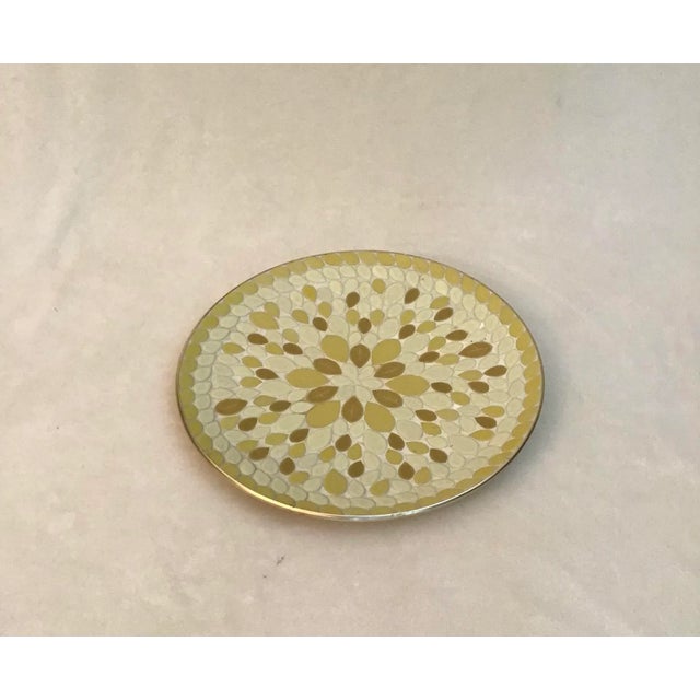 Mid-Century Modern Vintage Mid-Century Mosaic Tile Yellow Tone Bowl Dish For Sale - Image 3 of 12