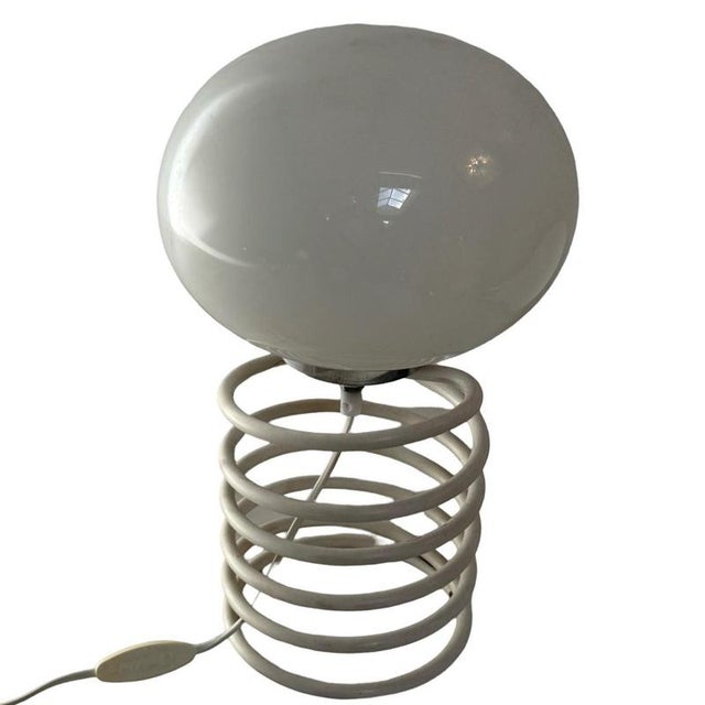 Space Age Design Table Lamp in Opaline Glass Mounted on a Spiral Base by Ingo Maurer for Honsel For Sale - Image 6 of 9