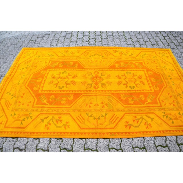 Vintage Mid Century Turkish Orange Rug For Sale - Image 4 of 11