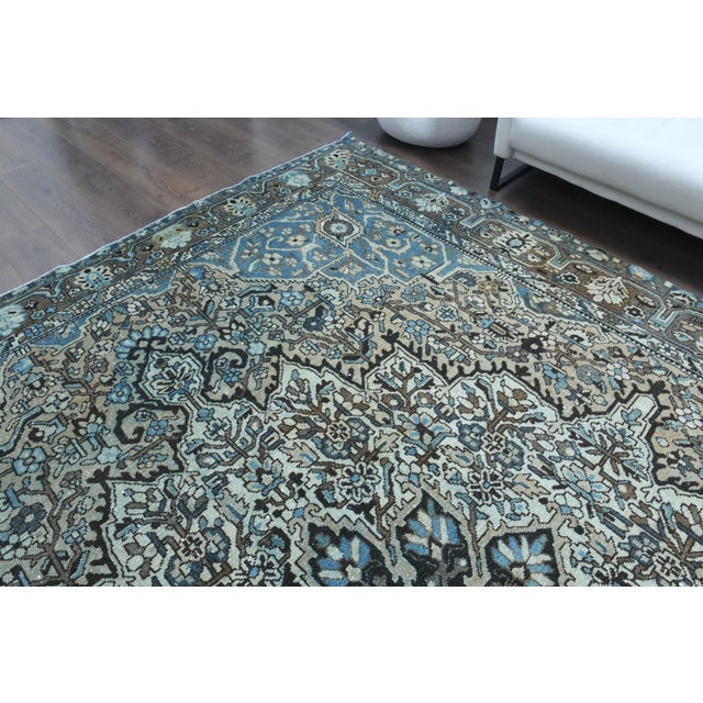 1970s 1970s Vintage Persian Handmade Wool Cotton Light Brown Area Rug For Sale - Image 5 of 11