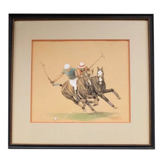 "Leaning for It" 1925 Conte Crayon & Gouache by Paul Brown For Sale