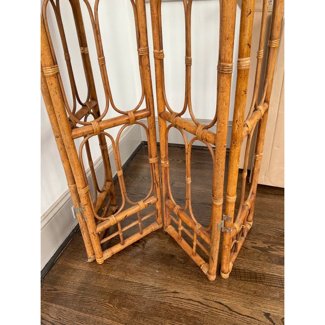 Vintage 1970s Four-Panel Bamboo Screen For Sale - Image 12 of 12