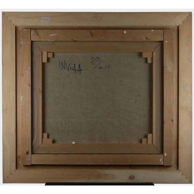 Contemporary Leo Guida, Italian Landscape with Signals, Original Oil on Canvas, 1984 For Sale - Image 3 of 4