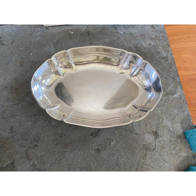 1950s Cohr Denmark Mid Century Scalloped Serving Dish Platter Atla Electro Plate Nickel Silver Epns For Sale - Image 4 of 12